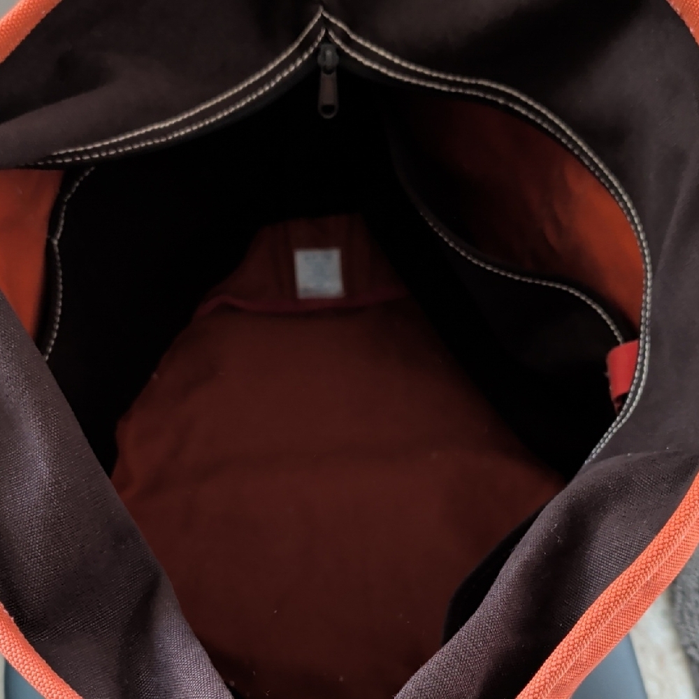 Lands' End Orange Large Canvas Zip-Top Tote EUC - Picture 8 of 9
